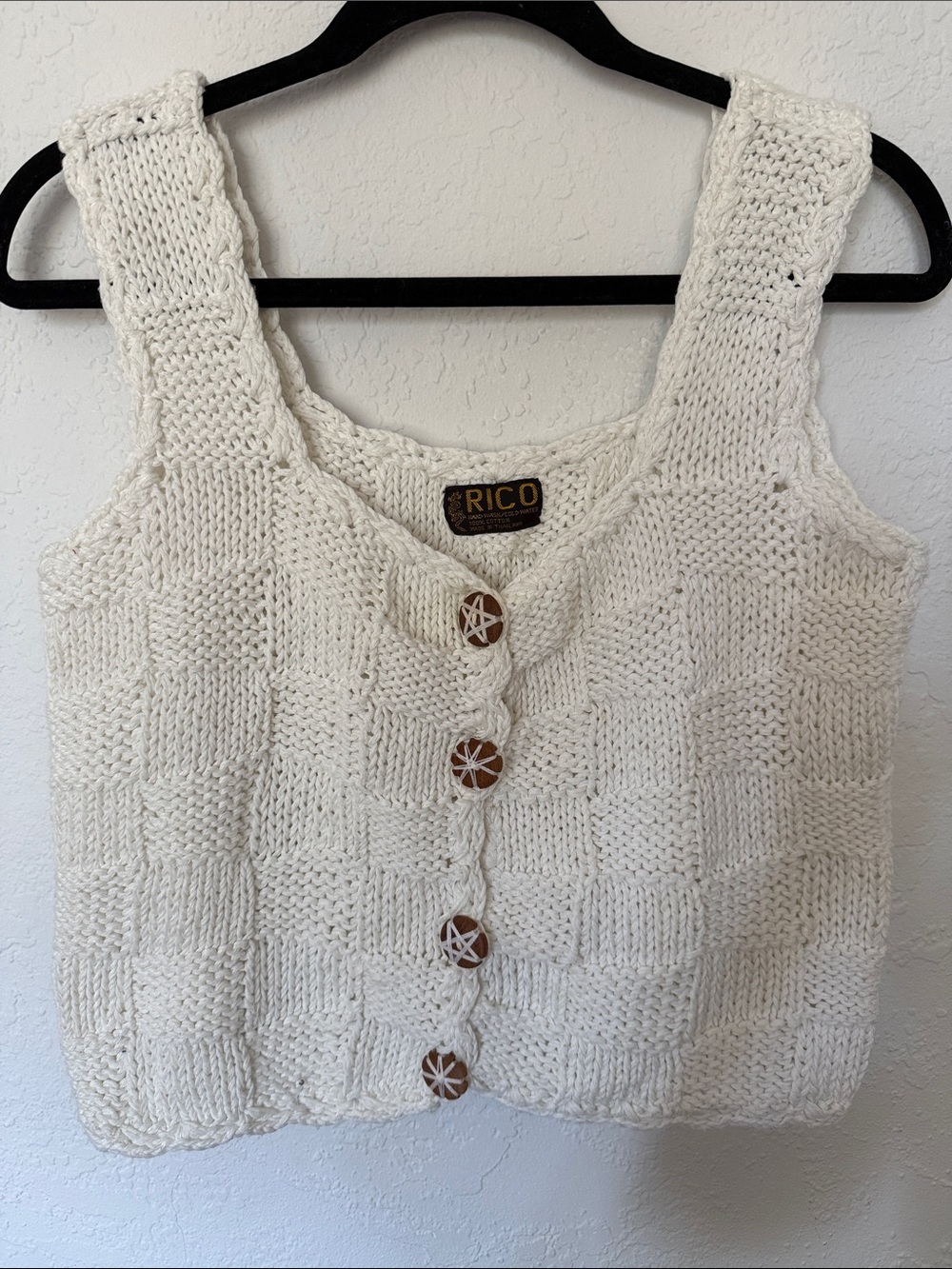 Women's Cream Knit Button-Front Tank Top